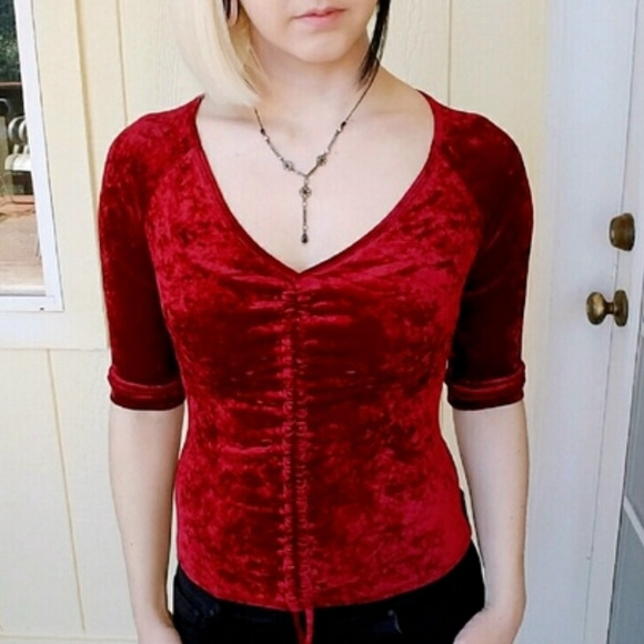 bebe Tops - BEBE Red Velvet Adjustable Crop Top